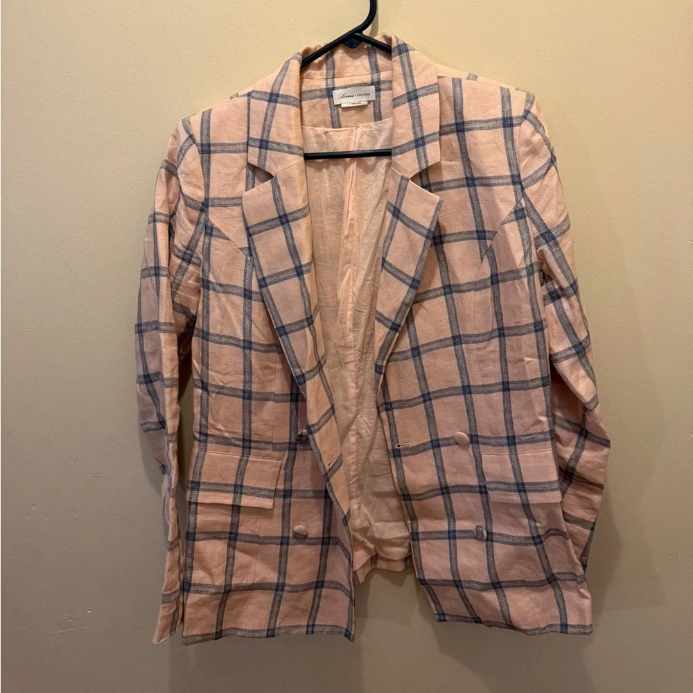 Lovers + Friends Peach Plaid Blazer - Picture 3 of 5